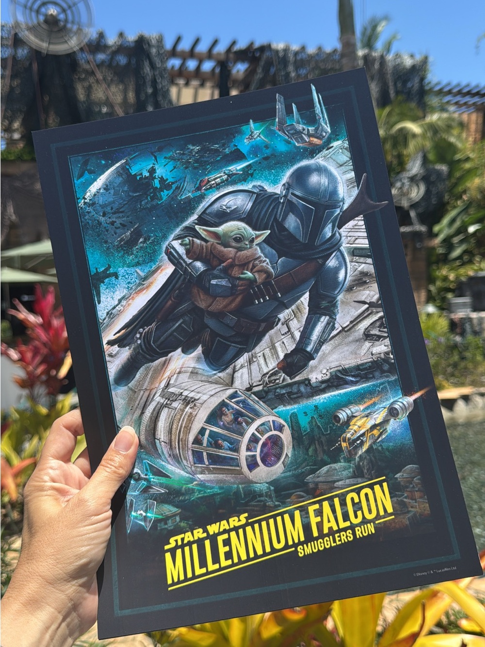 DISNEYLAND STAR WARS MANDALORIAN MILLENNIUM FALCON SMUGGLER RUN Art Print 9 x 13